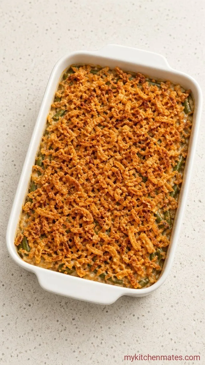 Creamy Green Bean Casserole with Crispy Onions Step 4: Add the Crispy Topping