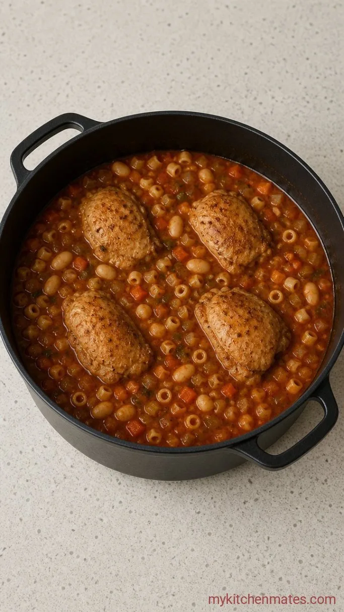 Step 4: Add the Pasta and Beans