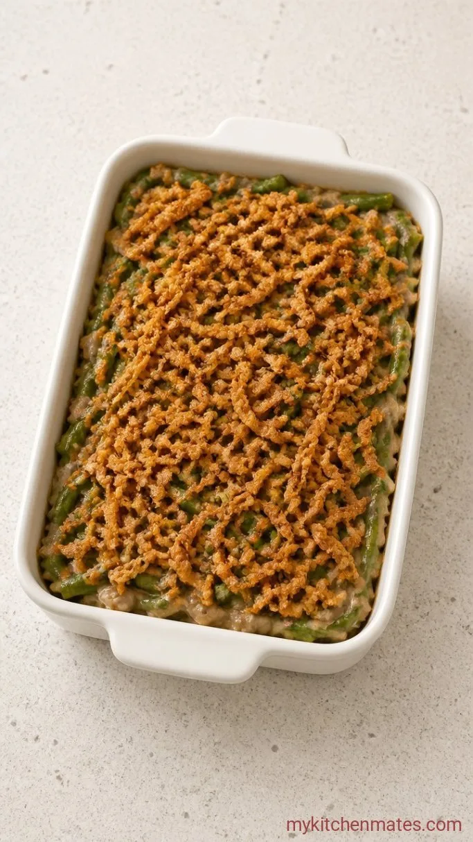 Gluten-Free Green Bean Casserole with Crispy Onions Step 4: Assemble and Bake