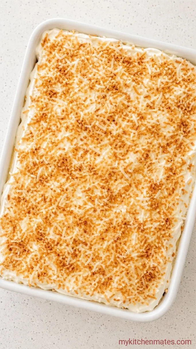 Easy Pineapple Sunshine Cake Step 4: Assemble and Chill
