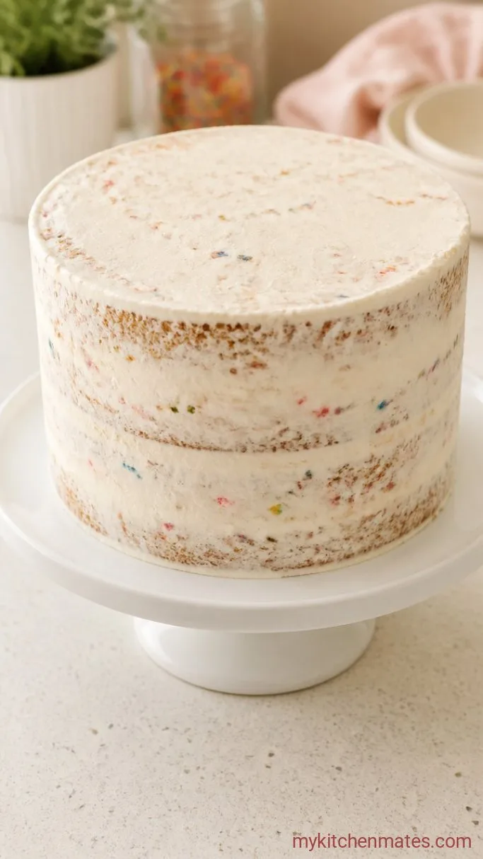 Cartoon Birthday Cake (with Funfetti Inside!) Step 4: Assemble and Crumb Coat