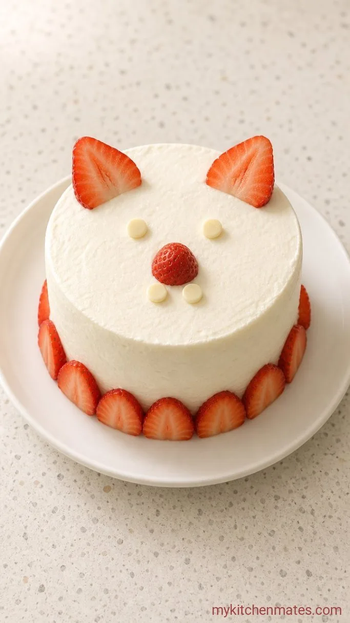 Easy Cat Bento Cake with Whipped Cream Frosting Step 4: Assemble and Decorate the Cat Face