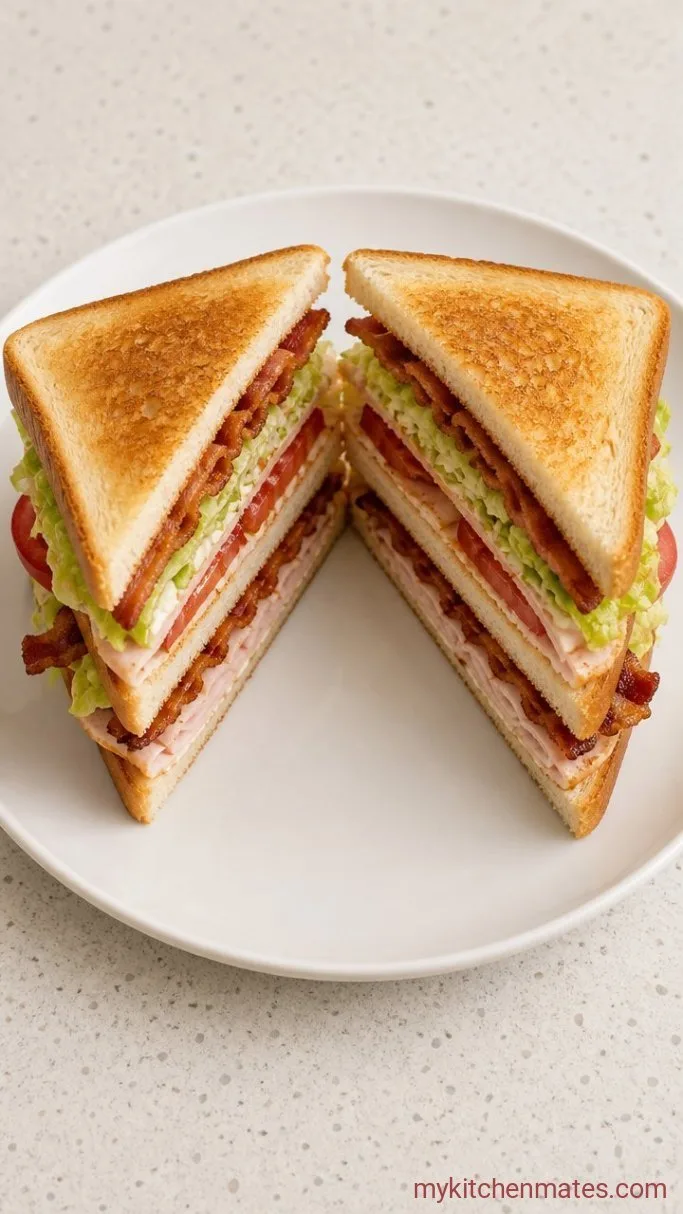 Classic Club Sandwich (Triple-Decker with Crispy Bacon) Step 4: Assemble and Slice the Sandwich