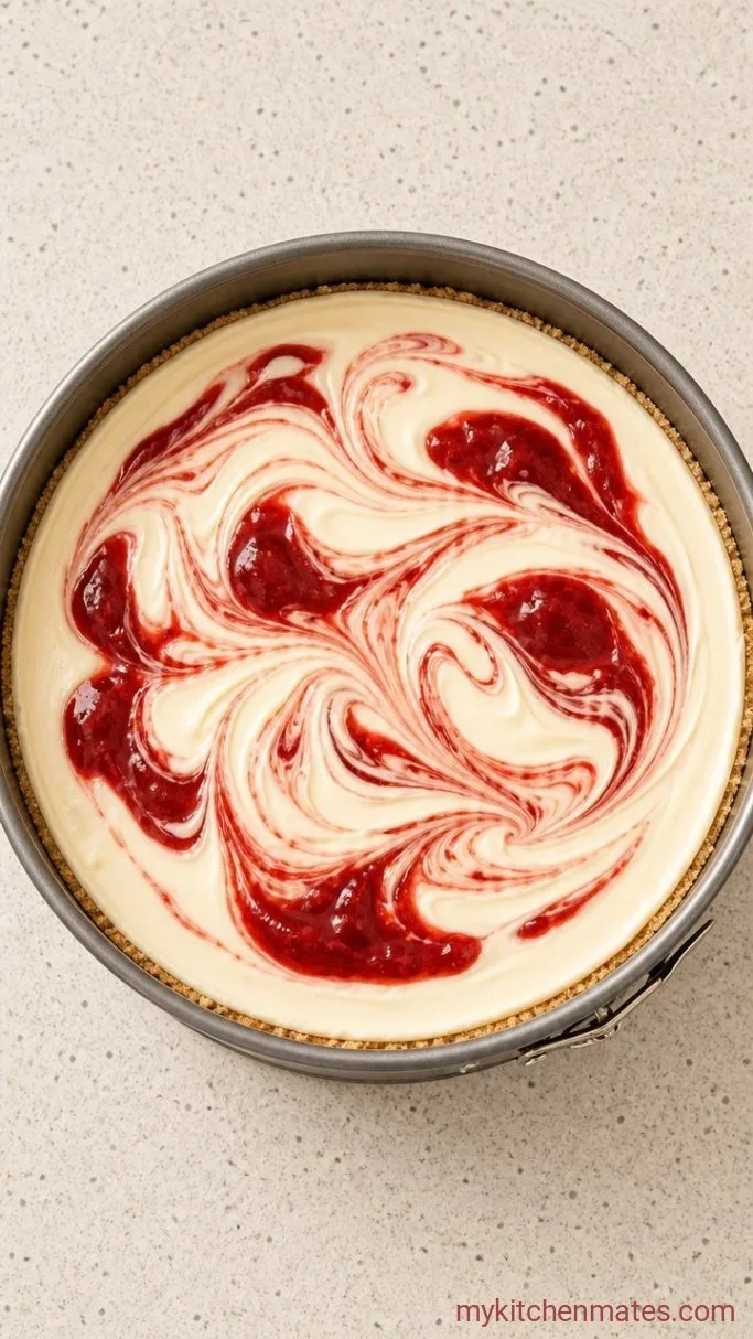Step 4: Assemble and Swirl the Cheesecake