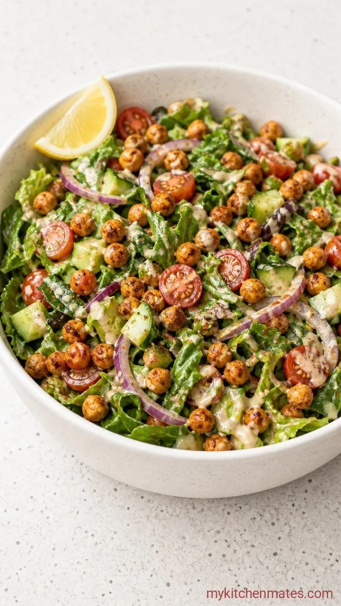 Crunchy Roasted Chickpea Salad with Lemon-Tahini Dressing Step 4: Assemble and Toss the Salad