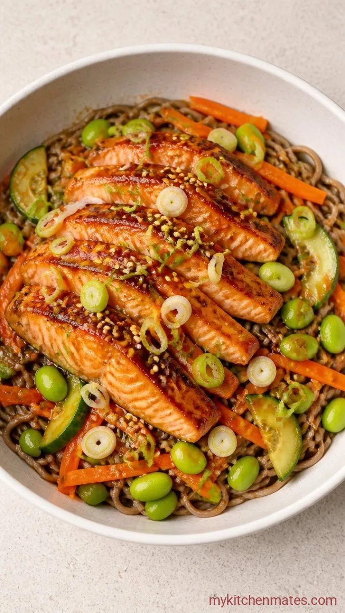Quick Miso Salmon Noodle Bowl Step 4: Assemble the Bowls