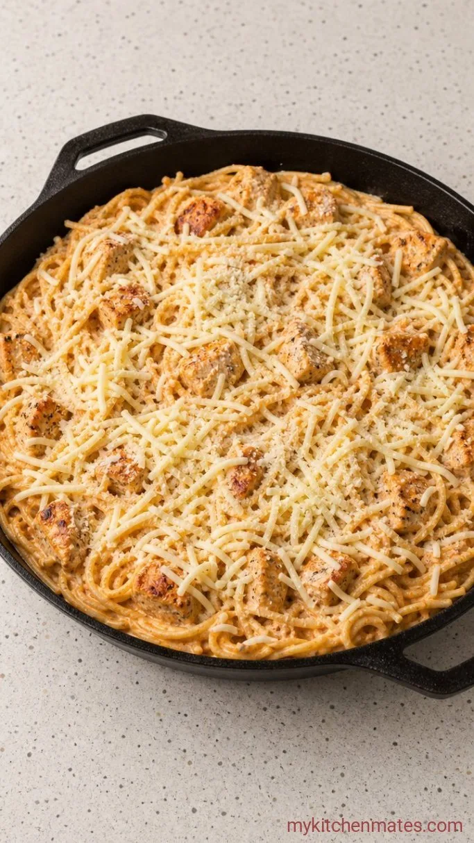 Creamy Cheesy Chicken Spaghetti Step 4: Assemble the Casserole