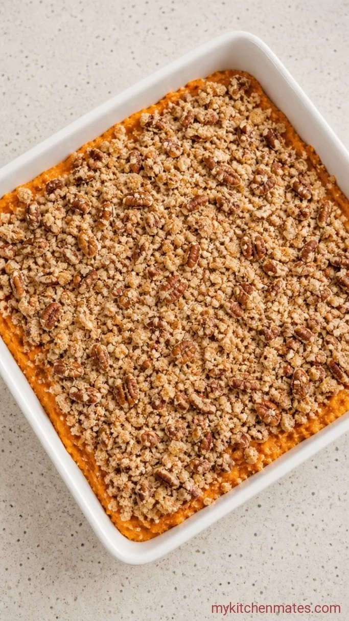 Sweet Potato Casserole With Pecans Step 4: Assemble the Casserole