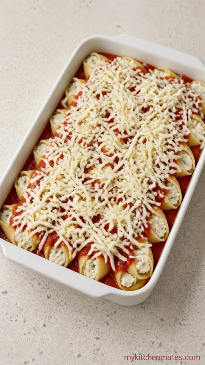 Creamy Three-Cheese Stuffed Shells Step 4: Assemble the Dish
