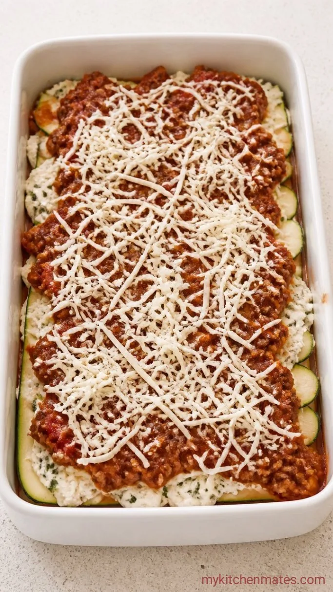 Zucchini Low Carb Lasagna That Won't Fall Apart Step 4: Assemble the Lasagna