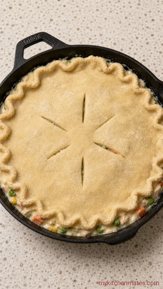 Creamy Paleo Chicken Pot Pie with Almond Flour Crust Step 4: Assemble the Pot Pie