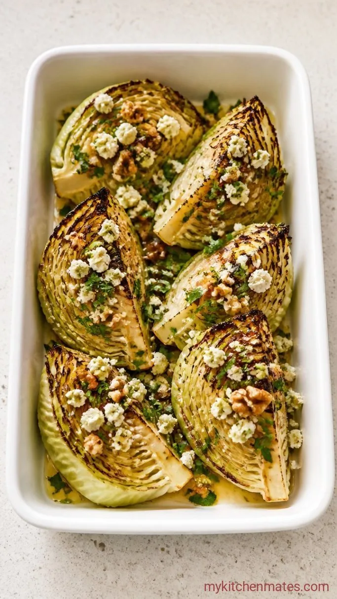 Warm Roasted Cabbage Wedge Salad with Mustard Vinaigrette Step 4: Assemble the Salad
