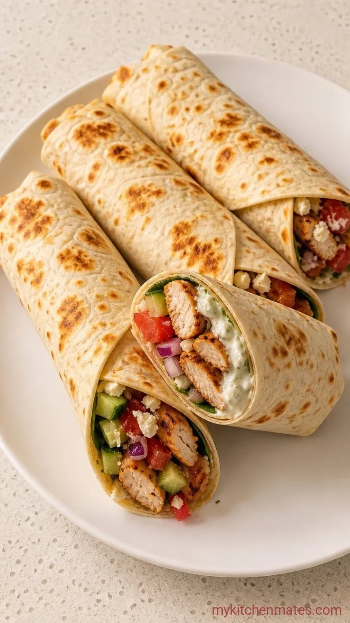 Quick Mediterranean Chicken Wrap with Creamy Tzatziki Step 4: Assemble the Wraps