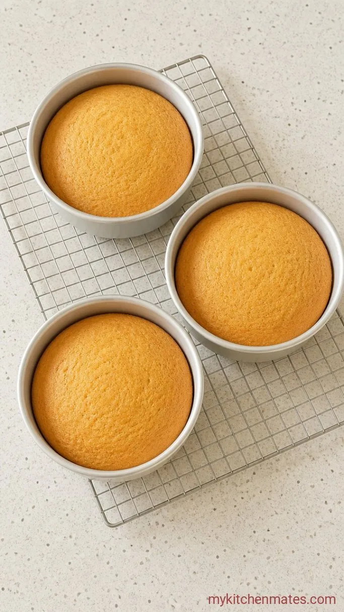 White Strawberry Cake (Moist, Fluffy, and Full of Berries) Step 4: Bake and Cool the Layers