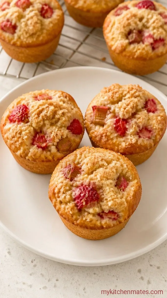 Moist Strawberry Rhubarb Muffins with Cinnamon Streusel Step 4: Bake and Cool