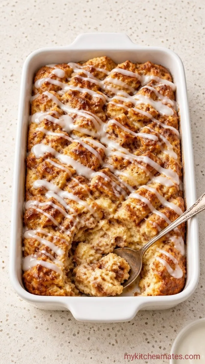 Gooey Cinnamon Roll Bread Pudding (Ready in 45 Minutes) Step 4: Bake and Glaze the Pudding