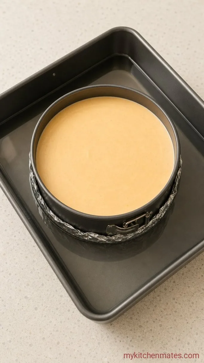Sweet Potato Cheesecake with Gingersnap Crust Step 4: Bake in a Water Bath