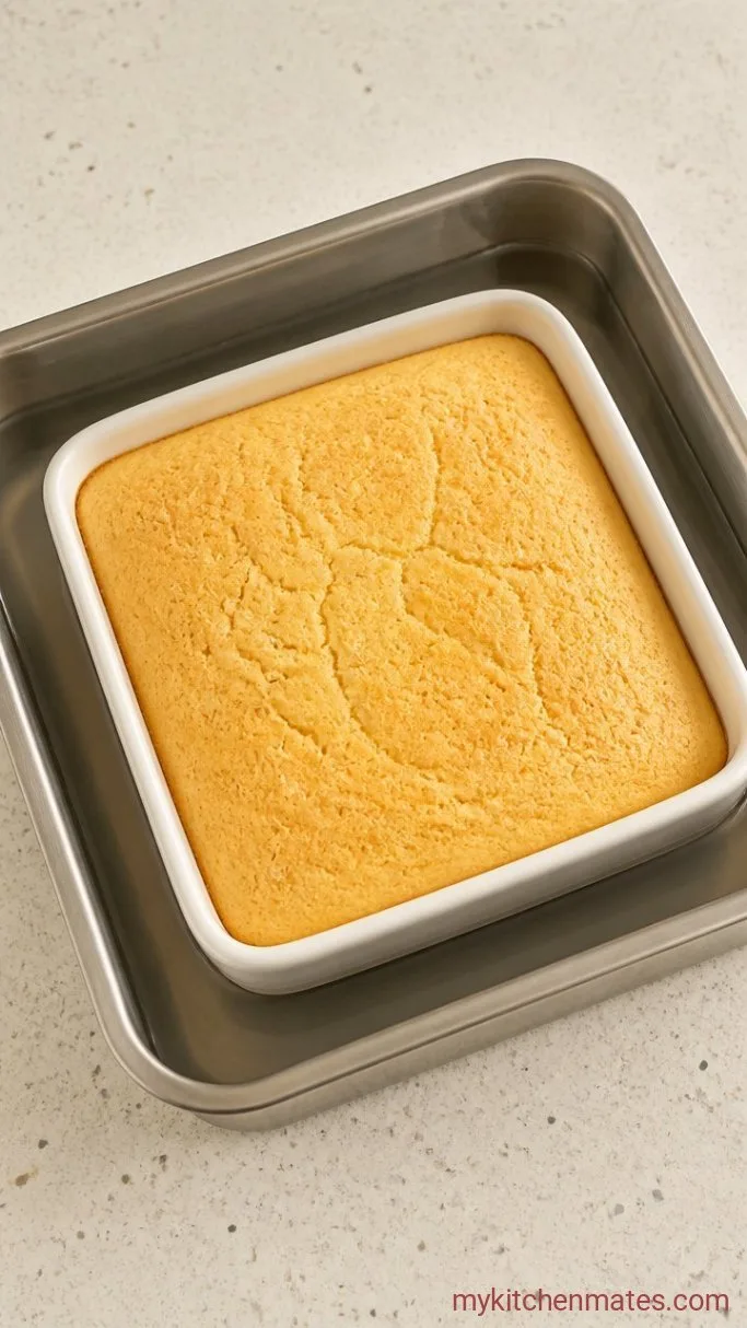 Lemon Pudding Cake That Separates into Sponge and Sauce Step 4: Bake in a Water Bath