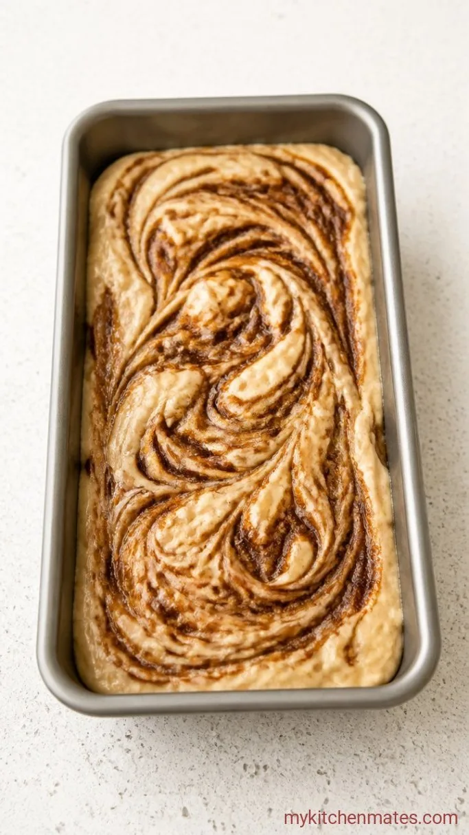 Moist Banana Bread Cake with Cinnamon Swirl Step 4: Bake the Batter