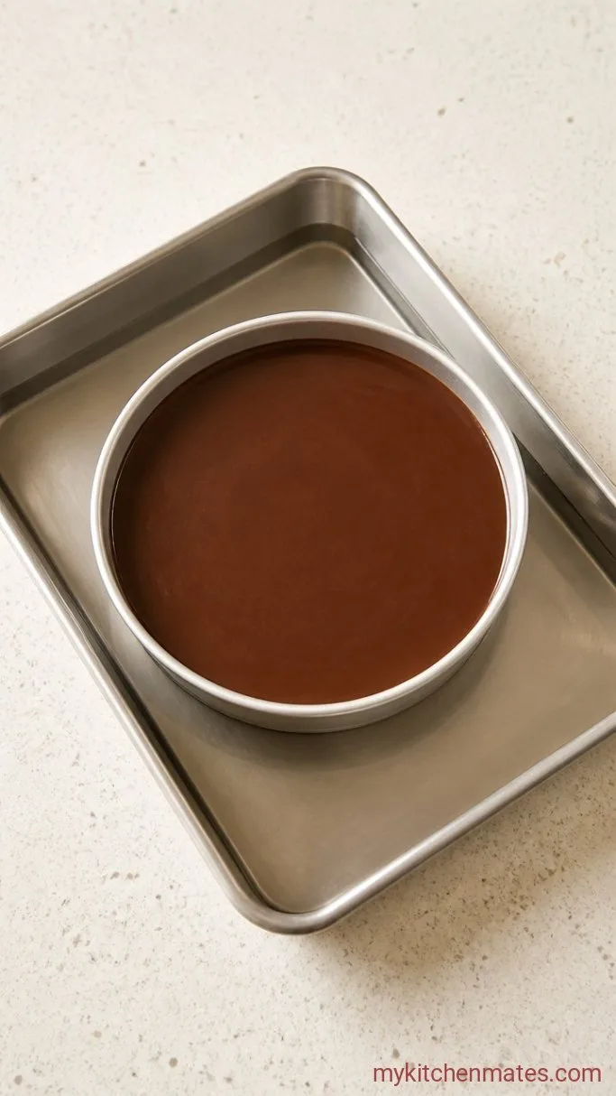 6-Ingredient Fudgy Flourless Chocolate Cake Step 4: Bake the Cake in a Water Bath