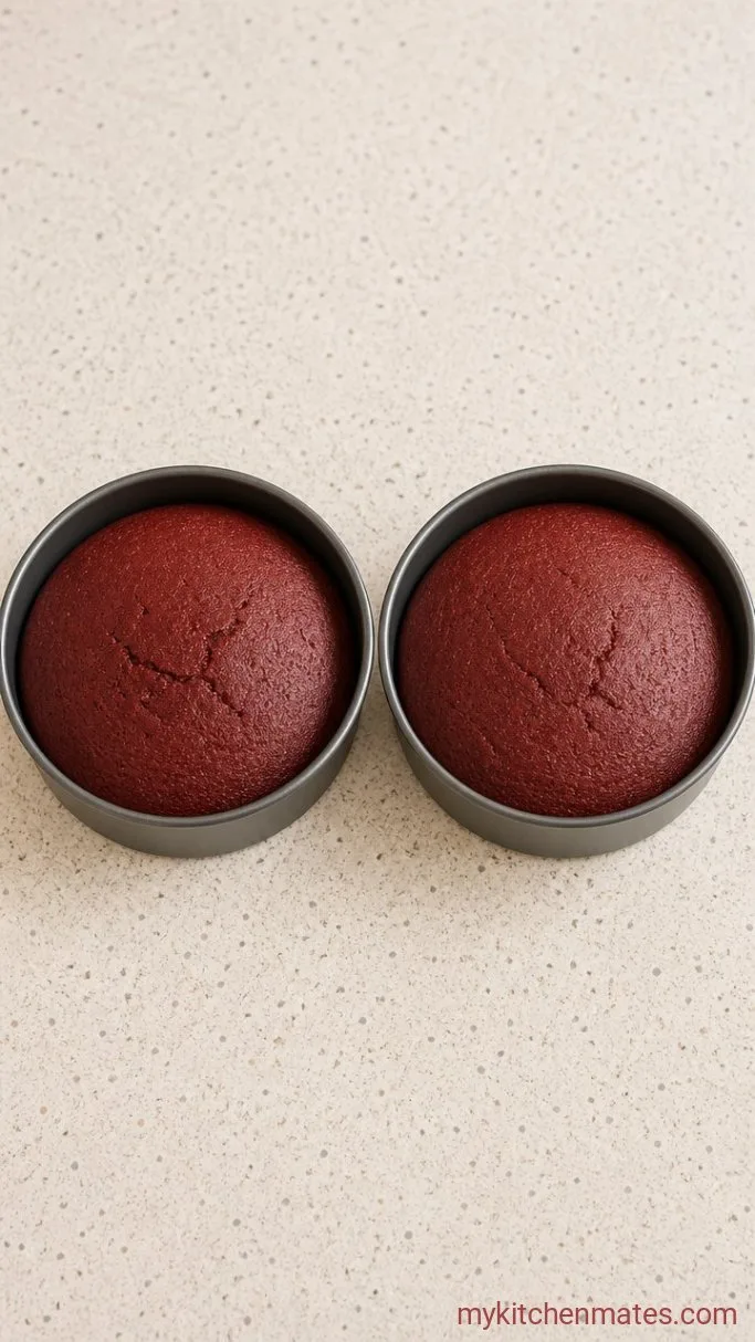 Rich Red Velvet Chocolate Cake Step 4: Bake the Cake Layers