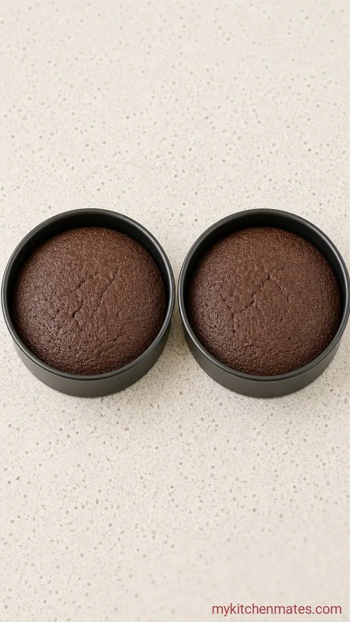 Fudgy Matilda Chocolate Cake with Dark Chocolate Frosting Step 4: Bake the Cake