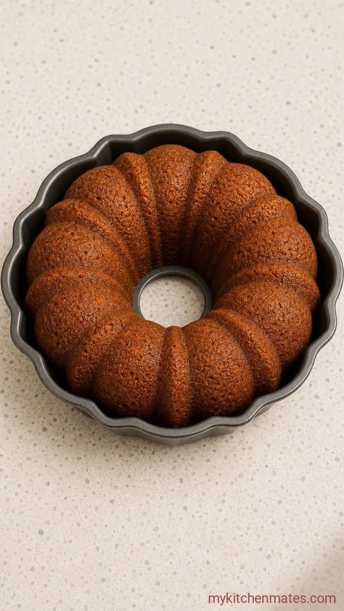 Moist Spiced Carrot Bundt Cake with Cream Cheese Glaze Step 4: Bake the cake