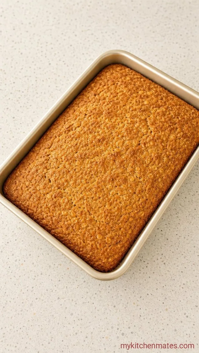 Old-Fashioned Oatmeal Cake with Coconut Pecan Frosting Step 4: Bake the Cake