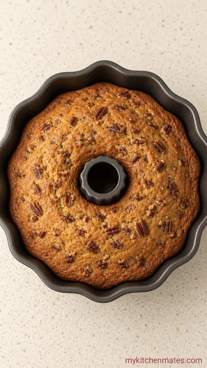 Toasted Pecan Bundt Cake with Brown Butter Glaze Step 4: Bake the Cake