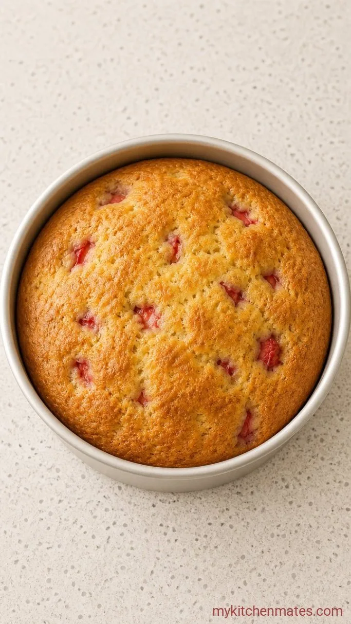 Easy One-Bowl Sourdough Strawberry Cake with Lemon Glaze Step 4: Bake the Cake