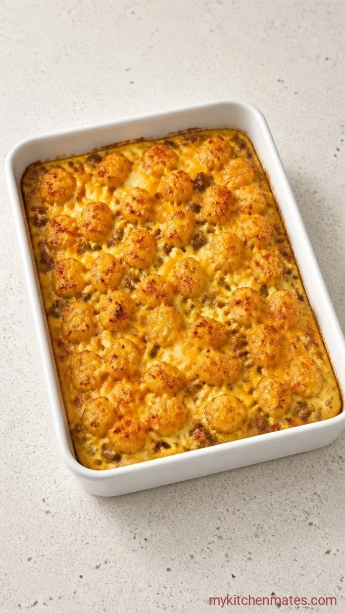 Cheesy Make-Ahead Tater Tot Egg Casserole Step 4: Bake the Casserole