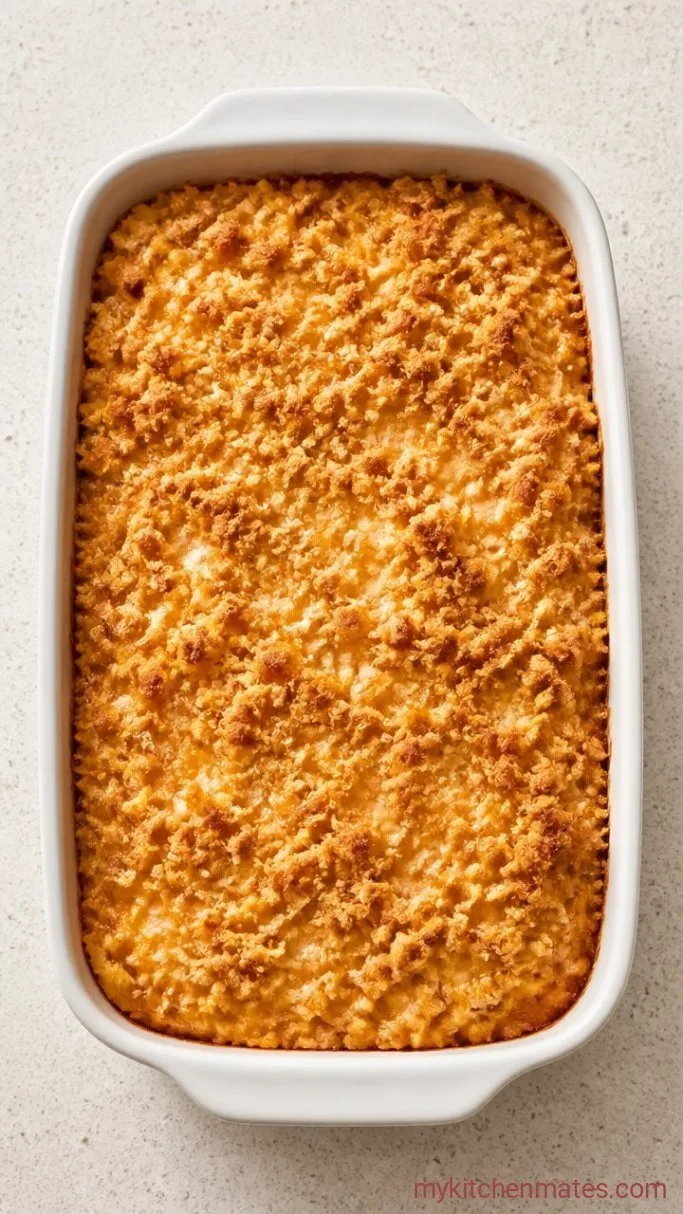 Southern Squash Casserole with Buttery Cracker Topping Step 4: Bake the Casserole