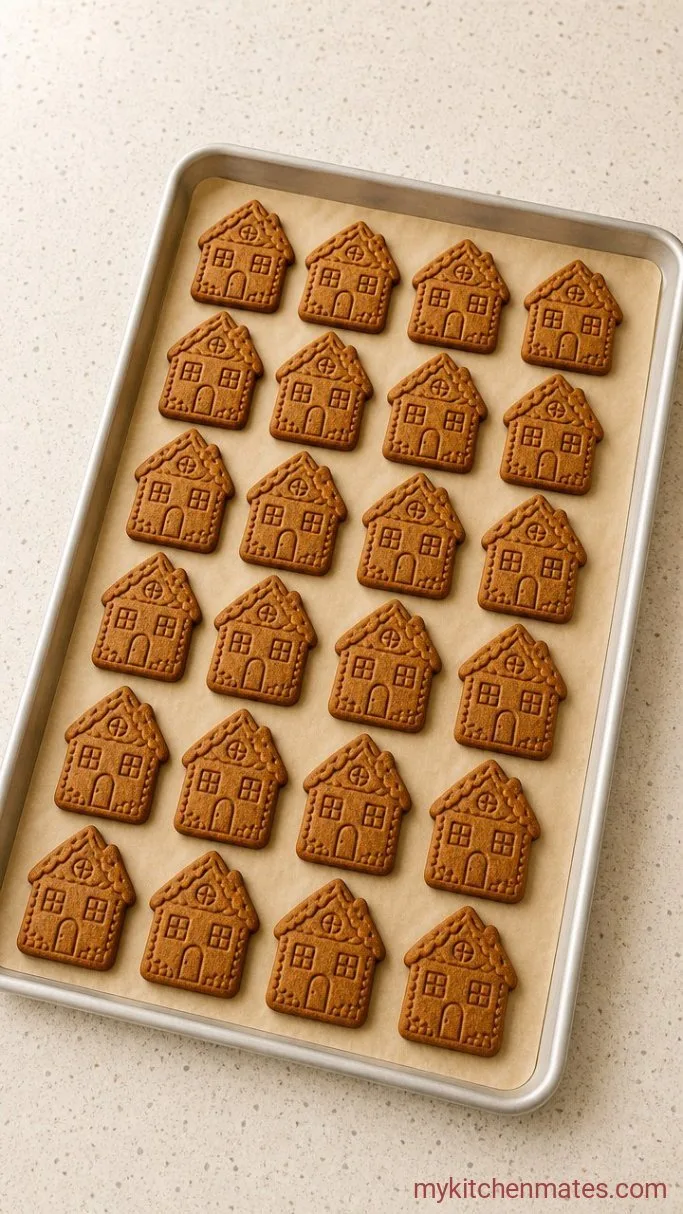 Easy No-Spread Gingerbread House Cookies Step 4: Bake the Cookies