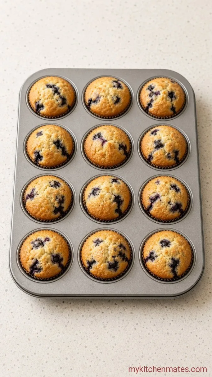 Blender Cottage Cheese Blueberry Muffins Step 4: Bake the Muffins