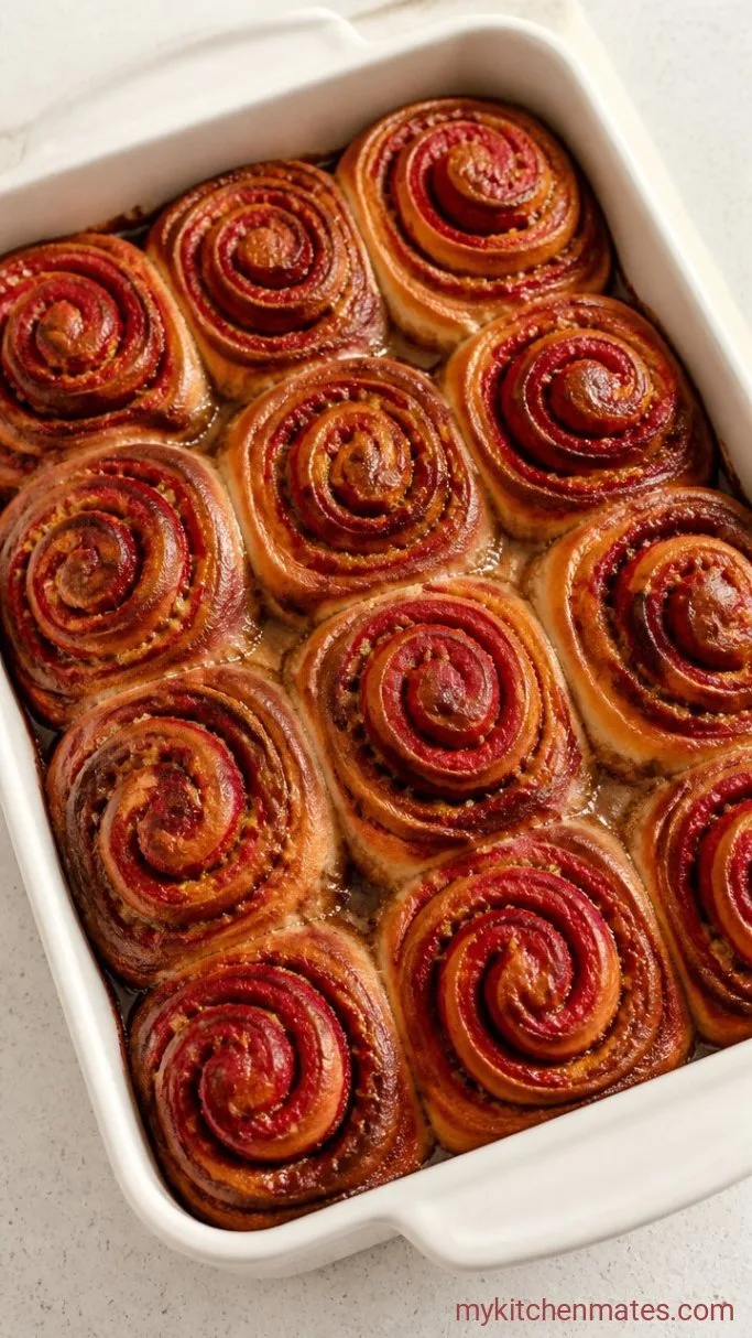 Soft Red Velvet Cinnamon Rolls with Cream Cheese Frosting Step 4: Bake the Rolls