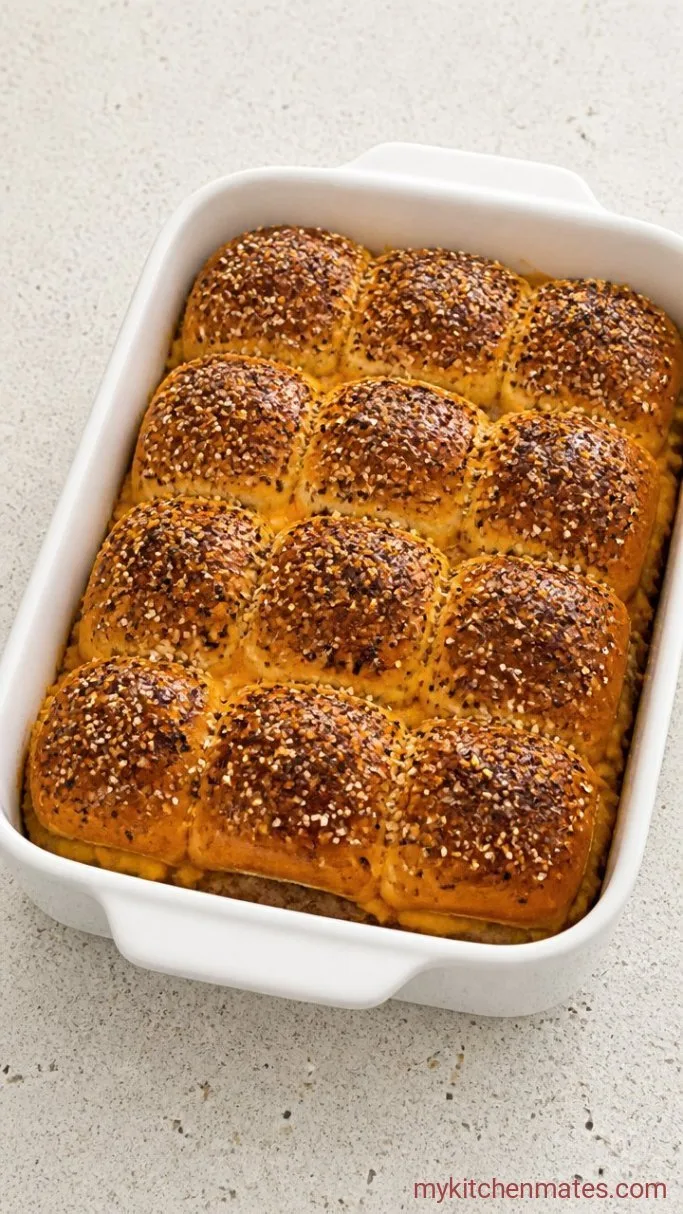 Easy Baked Hawaiian Roll Breakfast Sliders Step 4: Bake the Sliders