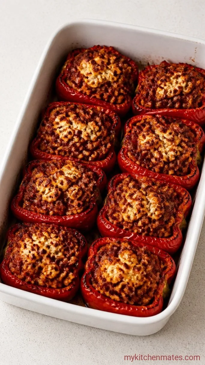 Greek Stuffed Peppers with Feta and Herbed Rice Step 4: Bake the Stuffed Peppers