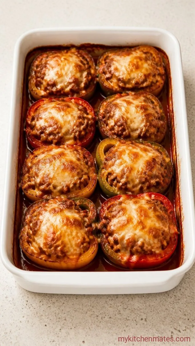 Tender Stuffed Red Peppers with Beef and Rice Step 4: Bake the Stuffed Peppers
