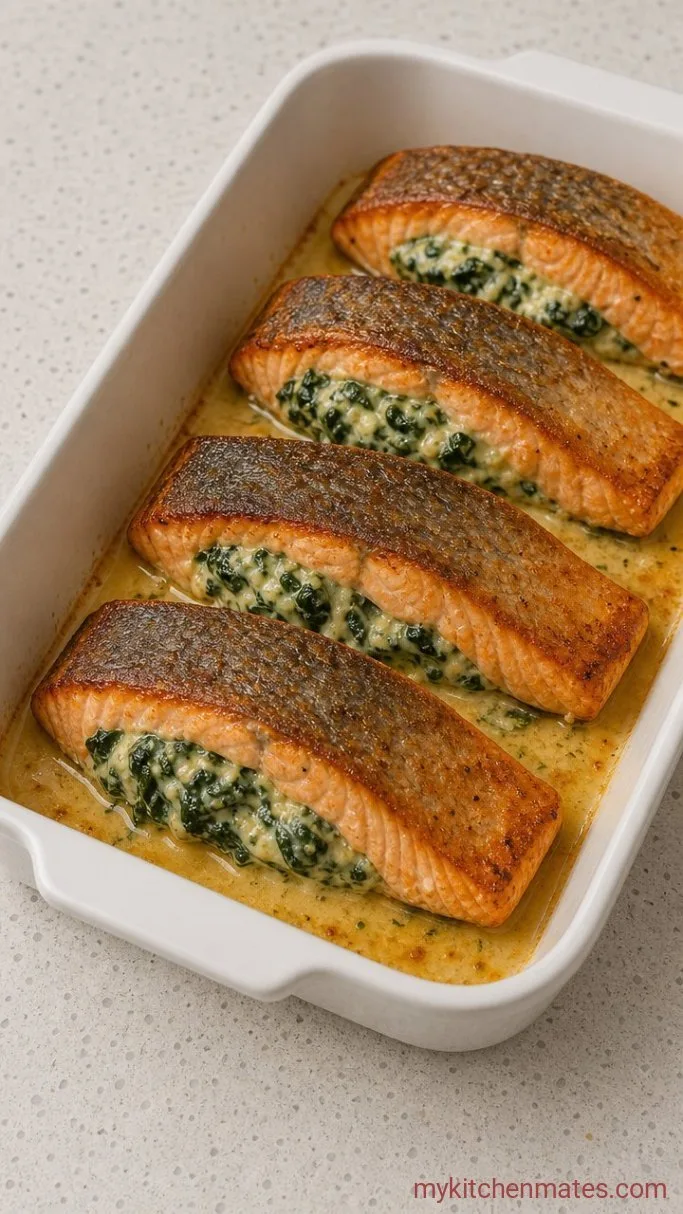Easy Spinach Stuffed Salmon (Ready in 35 Minutes) Step 4: Bake the Stuffed Salmon