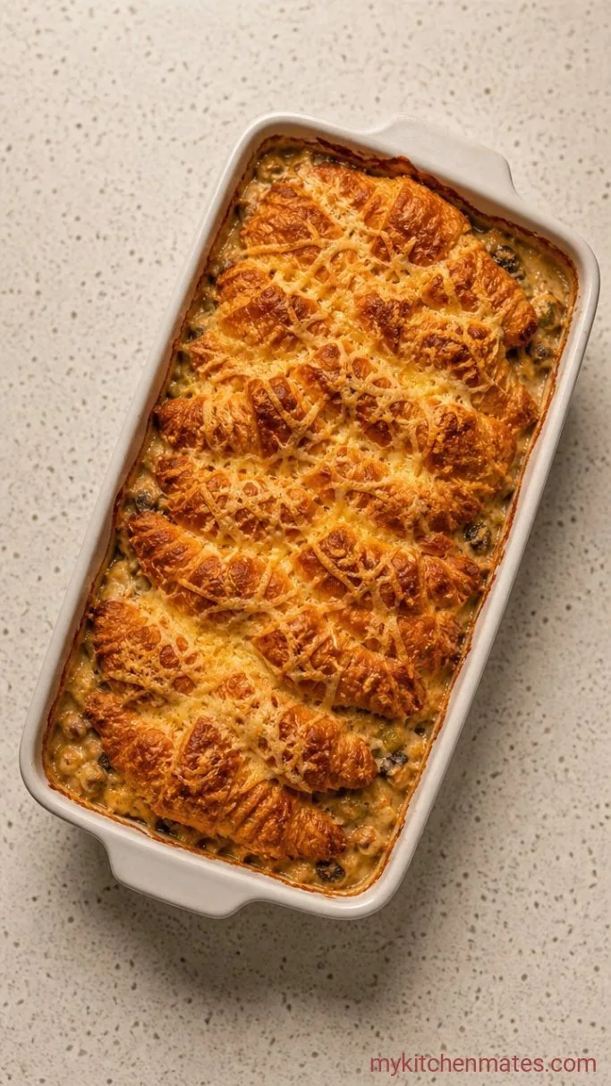 Easy Cheesy Chicken Crescent Roll Casserole Step 4: Bake Until Bubbly and Golden