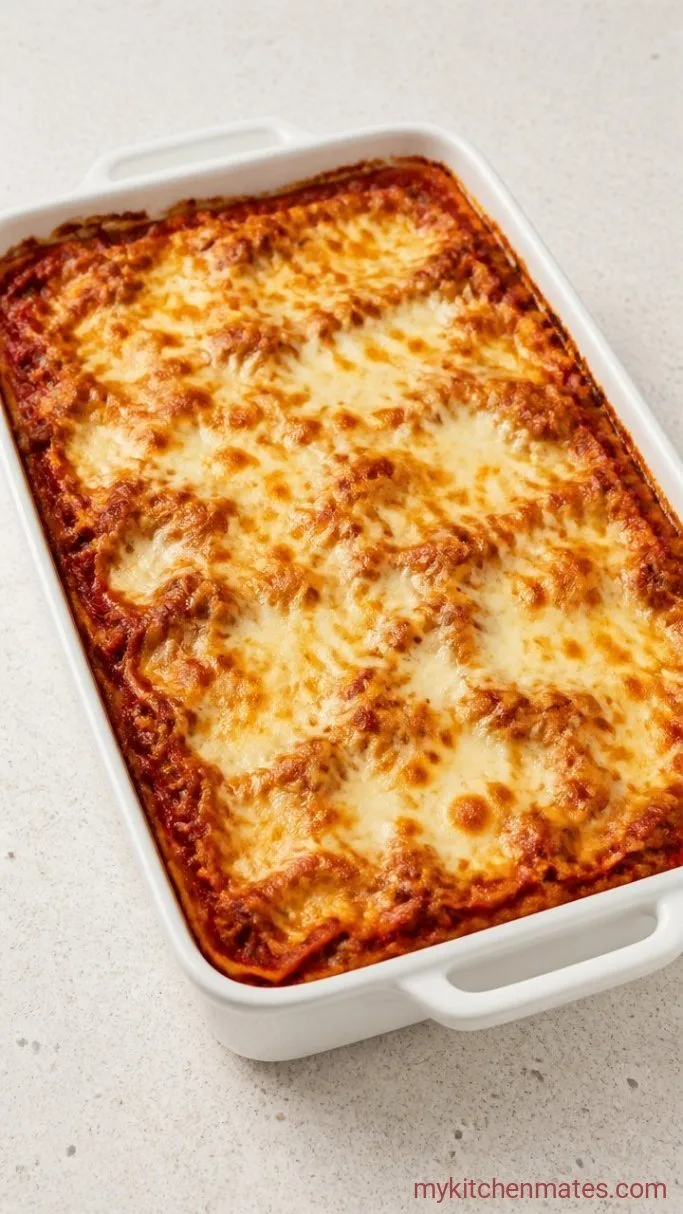 Lazy Lasagna Casserole with Ricotta and Mozzarella Step 4: Bake Until Bubbly and Golden