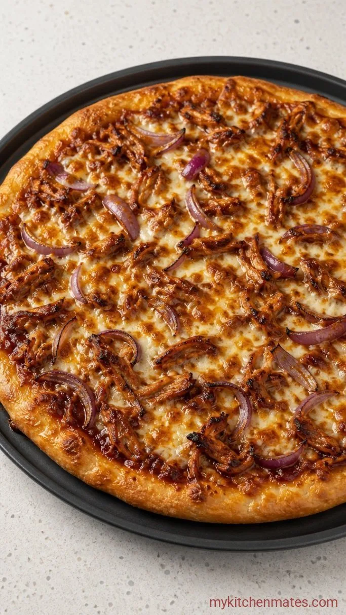 Quick BBQ Shredded Chicken Pizza Step 4: Bake Until Golden and Bubbly
