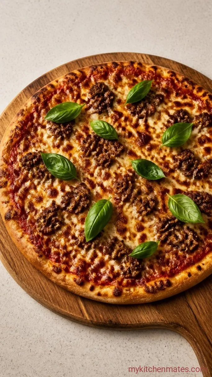 Hearty Ground Beef Pizza (Ready in 35 Minutes) Step 4: Bake Until Golden and Bubbly
