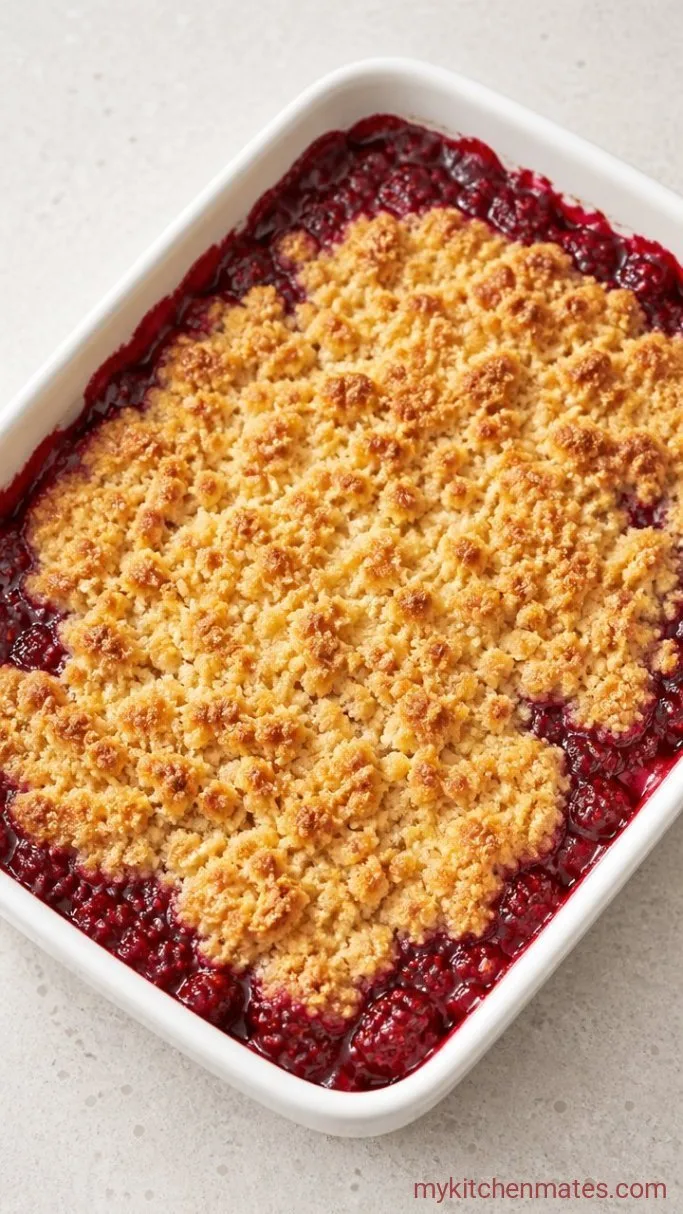3-Ingredient Raspberry Dump Cake Step 4: Bake Until Golden and Bubbly