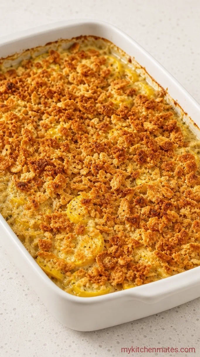 Old-Fashioned Cheesy Yellow Squash Casserole Step 4: Bake Until Golden and Bubbly