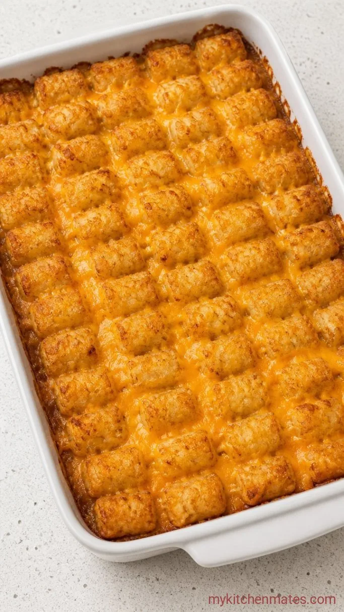 Gluten-Free Tater Tot Casserole (Dump-and-Bake) Step 4: Bake Until Golden and Bubbly