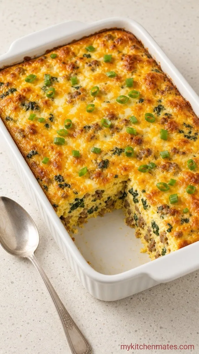 Easy Make-Ahead Keto Breakfast Casserole Step 4: Bake Until Golden and Serve