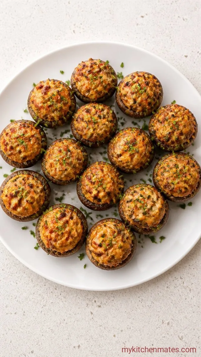 Olive Garden Stuffed Mushrooms with Sausage and Cheese Step 4: Bake Until Golden and Serve