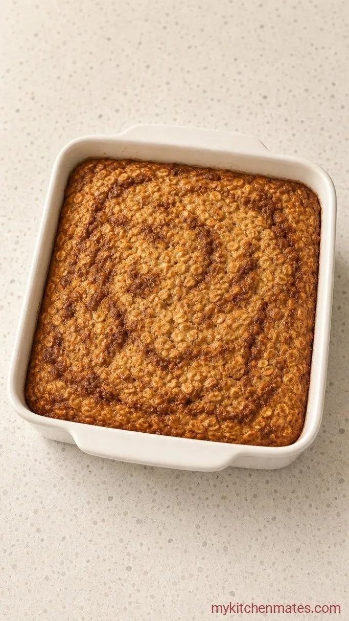 Cinnamon Roll Baked Oatmeal with Cream Cheese Glaze Step 4: Bake Until Golden