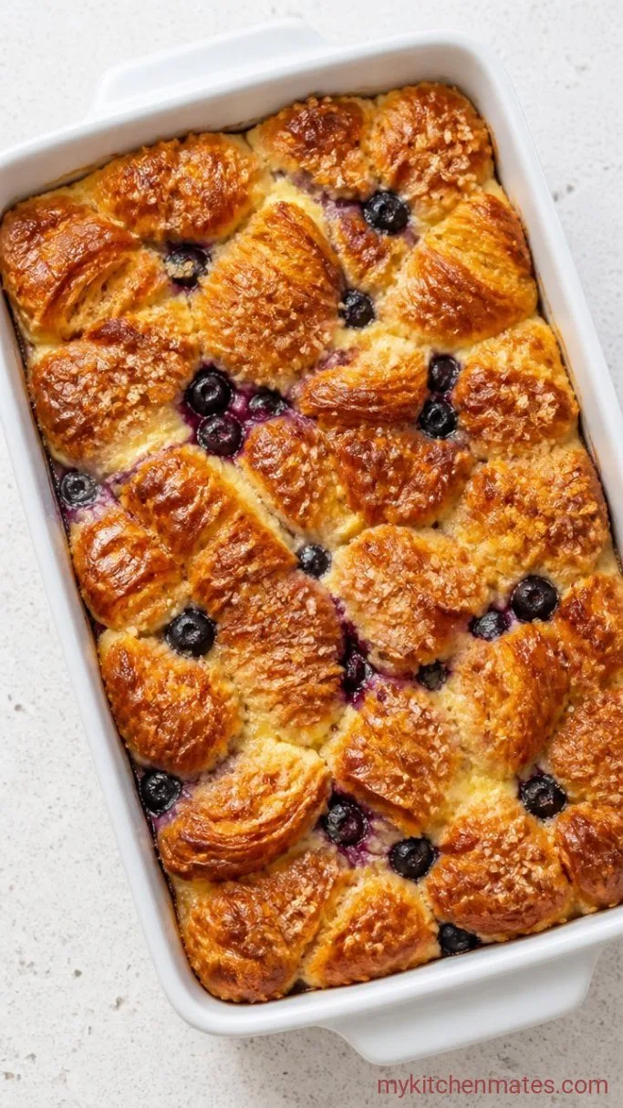 Buttery Blueberry Croissant Breakfast Bake Step 4: Bake Until Golden
